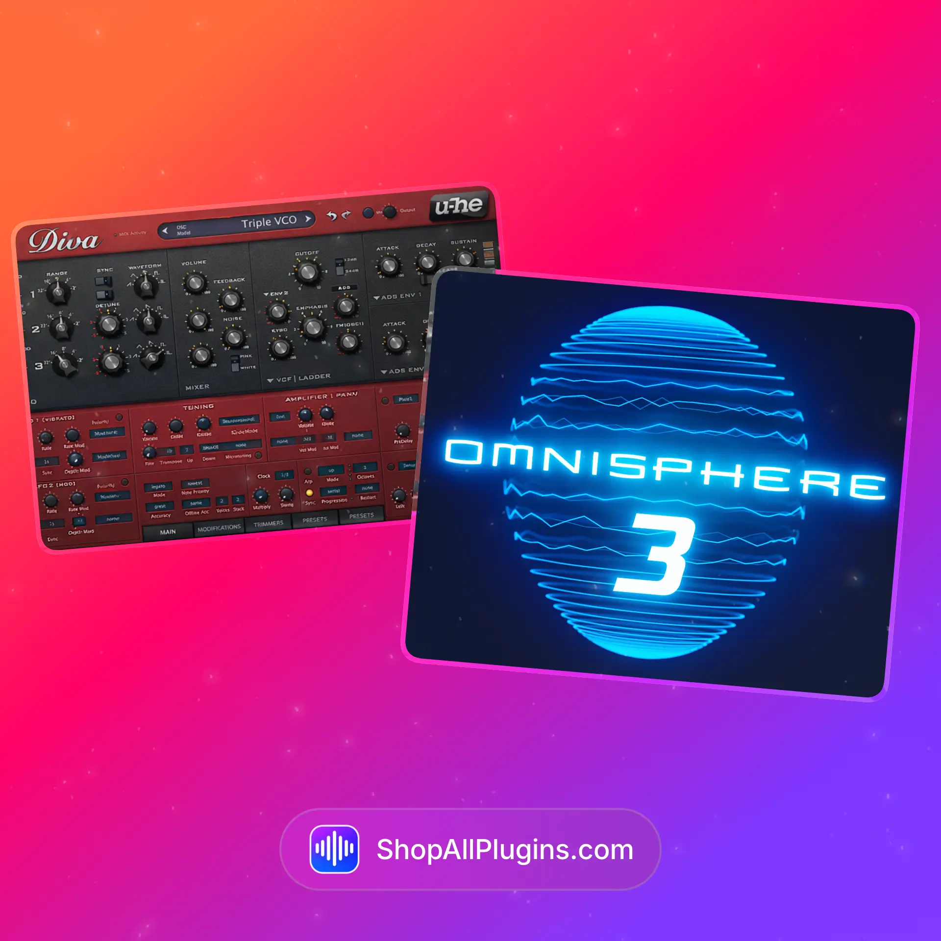 Best synthesizer plugins, u he Diva virtual analog synth and Spectrasonics Omnisphere 3 wavetable synthesizer software, professional music production VST instruments